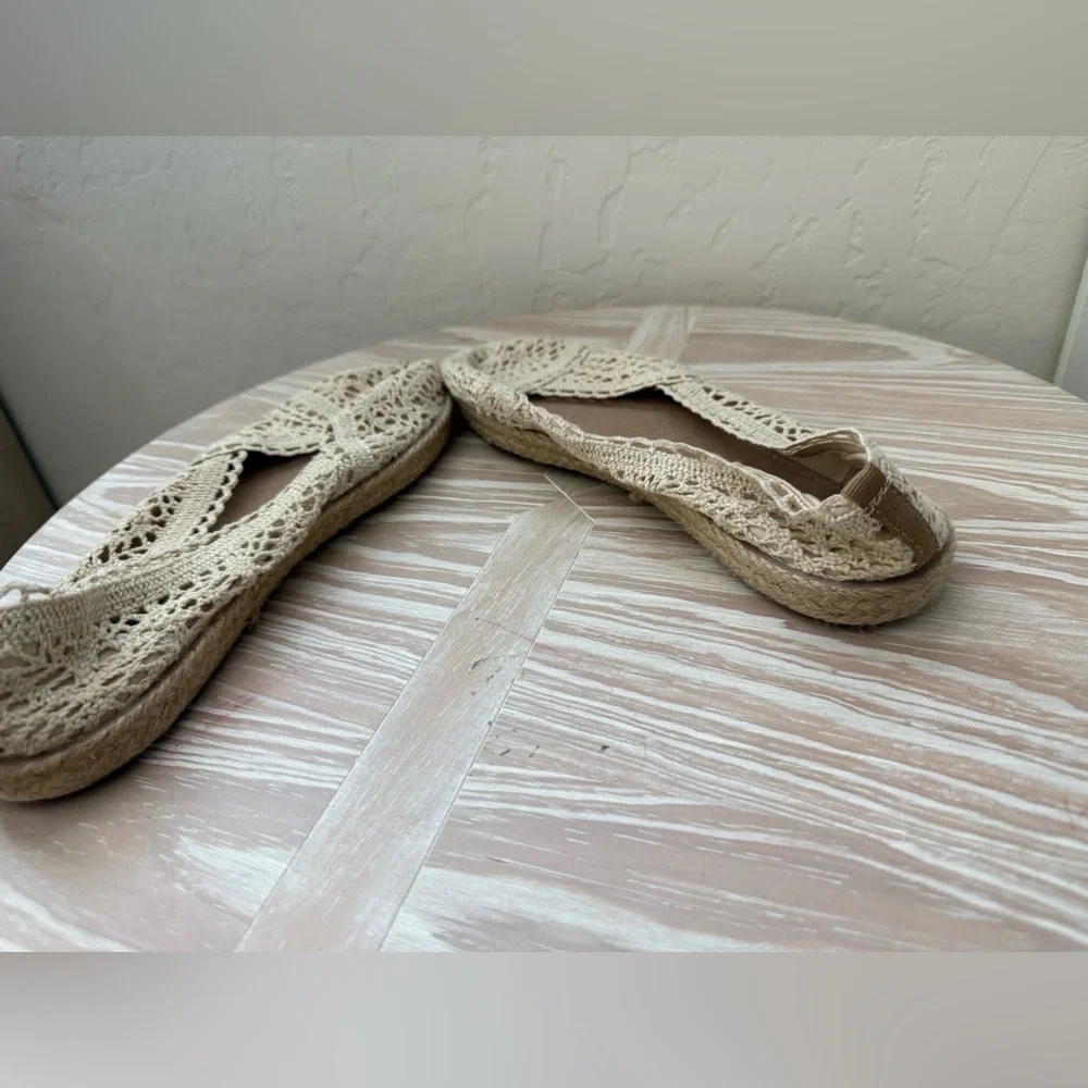 Time and Tru m|Ivory Cream Crochet Espadrille flats,boho Balletcore•••Size 11